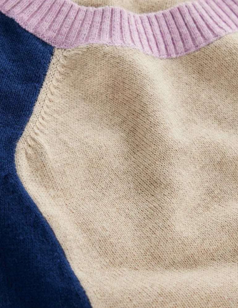 Meg Saddle Sleeve Sweater-Chinchilla Melange,Colourblock-Boden Sale