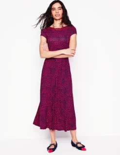 Melanie Jersey Midi Dress-French Navy, Heart Cluster-Boden Fashion