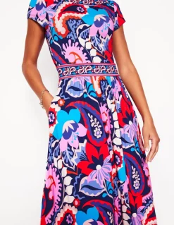 Melanie Jersey Midi Dress-French Navy, Botanical Paisley-Boden Cheap