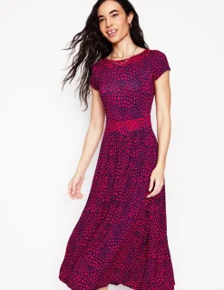 Melanie Jersey Midi Dress-French Navy, Heart Cluster-Boden Fashion