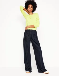 Mid Rise Fluid Denim Pants-Indigo Rinse-Boden Cheap