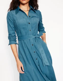 Mila Cord Midi Shirt Dress-Duck Egg Blue-Boden New