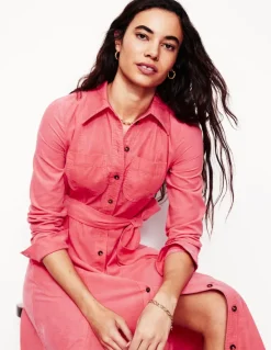Mila Cord Midi Shirt Dress-Azalea Pink-Boden Best Sale