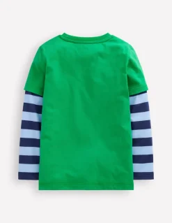Mock Sleeve T-shirt-Sapling Green-Boden Flash Sale