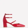 Multi Strap Block Heel Pump-Poppy Red-Boden Clearance