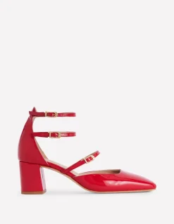 Multi Strap Block Heel Pump-Poppy Red-Boden Clearance