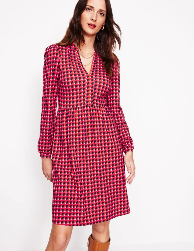 Naomi Relaxed Jersey Dress-Rouge, Sphere Geo-Boden Discount