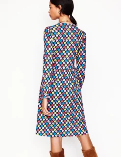 Naomi Relaxed Jersey Dress-French Navy, Flowerbed-Boden Fashion