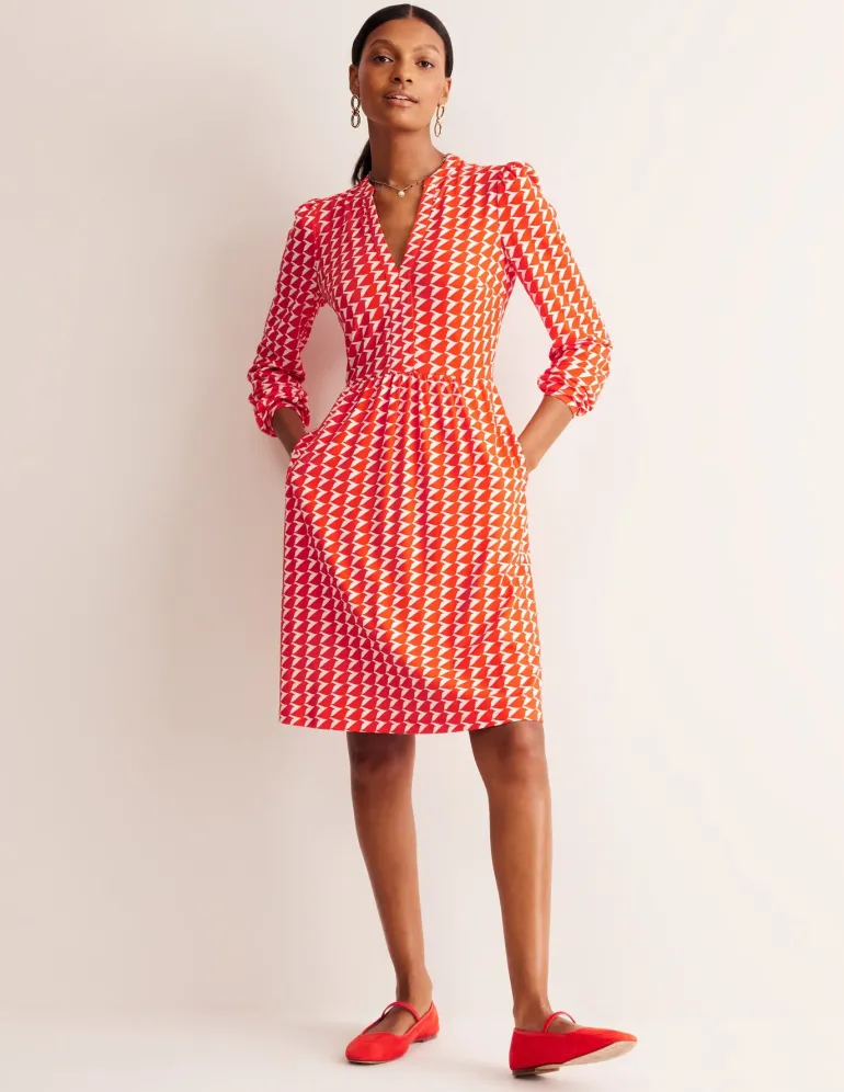 Naomi Relaxed Jersey Dress-Blaze Orange, Birdie-Boden Outlet