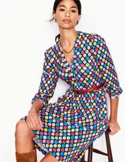Naomi Relaxed Jersey Dress-French Navy, Flowerbed-Boden Fashion