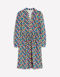 Naomi Relaxed Jersey Dress-French Navy, Flowerbed-Boden Fashion