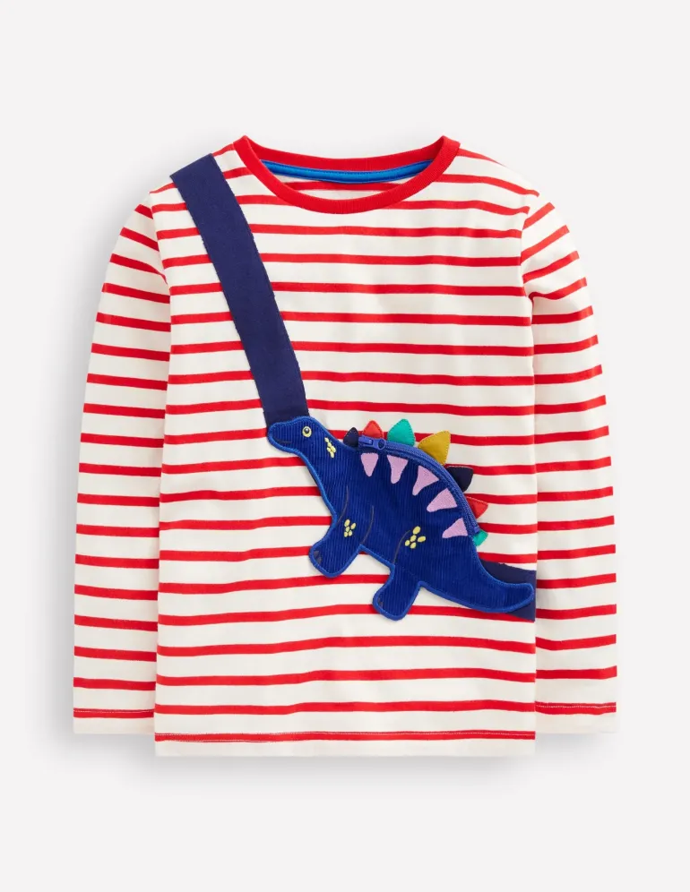 Novelty Bag T-shirt-Poppy Red Dino-Boden Online