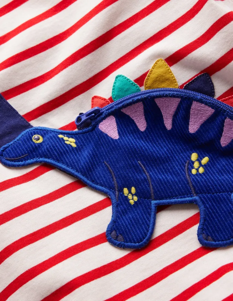 Novelty Bag T-shirt-Poppy Red Dino-Boden Online