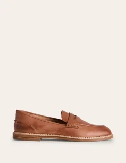 Nya Structured Penny Loafer-Tan Burnished Leather-Boden Sale