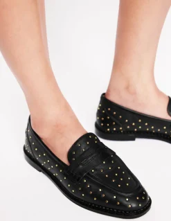 Nya Structured Penny Loafer-Black Studs-Boden Flash Sale