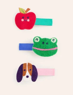 3 Pack Hair Clips-Multi Animals-Boden Cheap