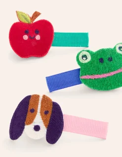 3 Pack Hair Clips-Multi Animals-Boden Cheap