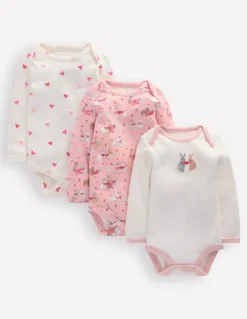 3 Pack Pointelle Bodies-Pink Love Bunnies-Boden Discount