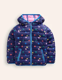 Pack-Away Padded Jacket-College Navy Rainbow Apples-Boden Clearance