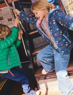 Pack-Away Padded Jacket-College Navy Rainbow Apples-Boden Clearance