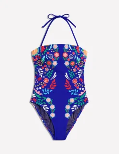 Paros Bandeau Swimsuit-Blue, Structured Meadow-Boden Best