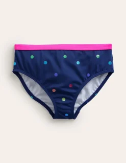 Patterned Bikini Bottoms-Navy Rainbow Confetti Spot-Boden Best Sale