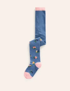 Patterned Tights-Arctic Blue Floral-Boden Hot