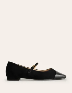 Penelope Mary Jane Flat-Black Suede-Boden Discount