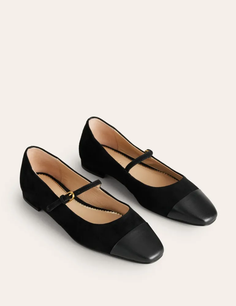 Penelope Mary Jane Flat-Black Suede-Boden Discount
