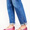 Penelope Mary Jane Flat-Pink Peacock Metallic Leather-Boden Hot