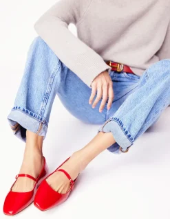 Penelope Mary Jane Flat-Post Box Red Patent-Boden Shop