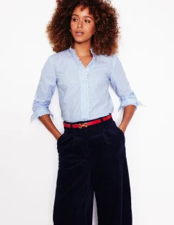 Phoebe Shirt-Blue, Ivory Stripe-Boden Store