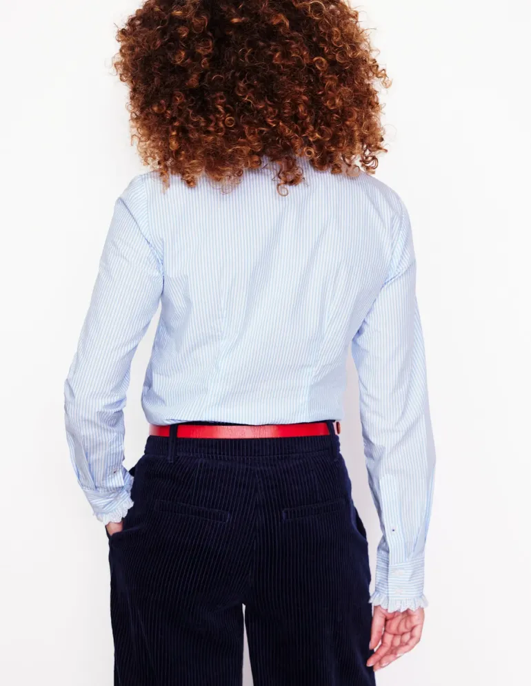 Phoebe Shirt-Blue, Ivory Stripe-Boden Store