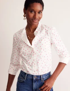 Phoebe Shirt-Ivory, Party Pink Spot-Boden Best