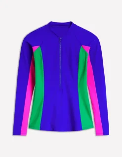 Piped Raglan Rash Guard-Colbolt Blue-Boden New
