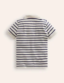 Piqué Polo Shirt-Ivory/College Navy-Boden Best Sale