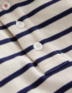 Piqué Polo Shirt-Ivory/College Navy-Boden Best Sale