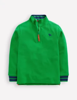 Pique Polo Half Zip-Sapling Green-Boden Best