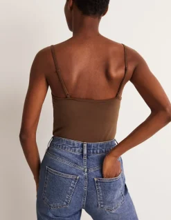 Plain Cami Top-Deep Brown-Boden Hot