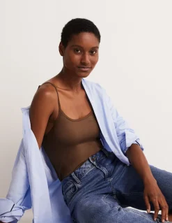 Plain Cami Top-Deep Brown-Boden Hot