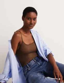 Plain Cami Top-Deep Brown-Boden Hot