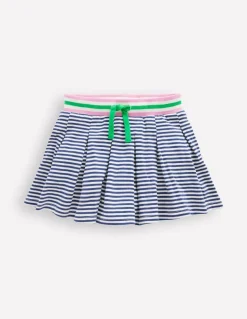 Pleated Jersey Skort-Starboard Ivory Stripe-Boden Hot