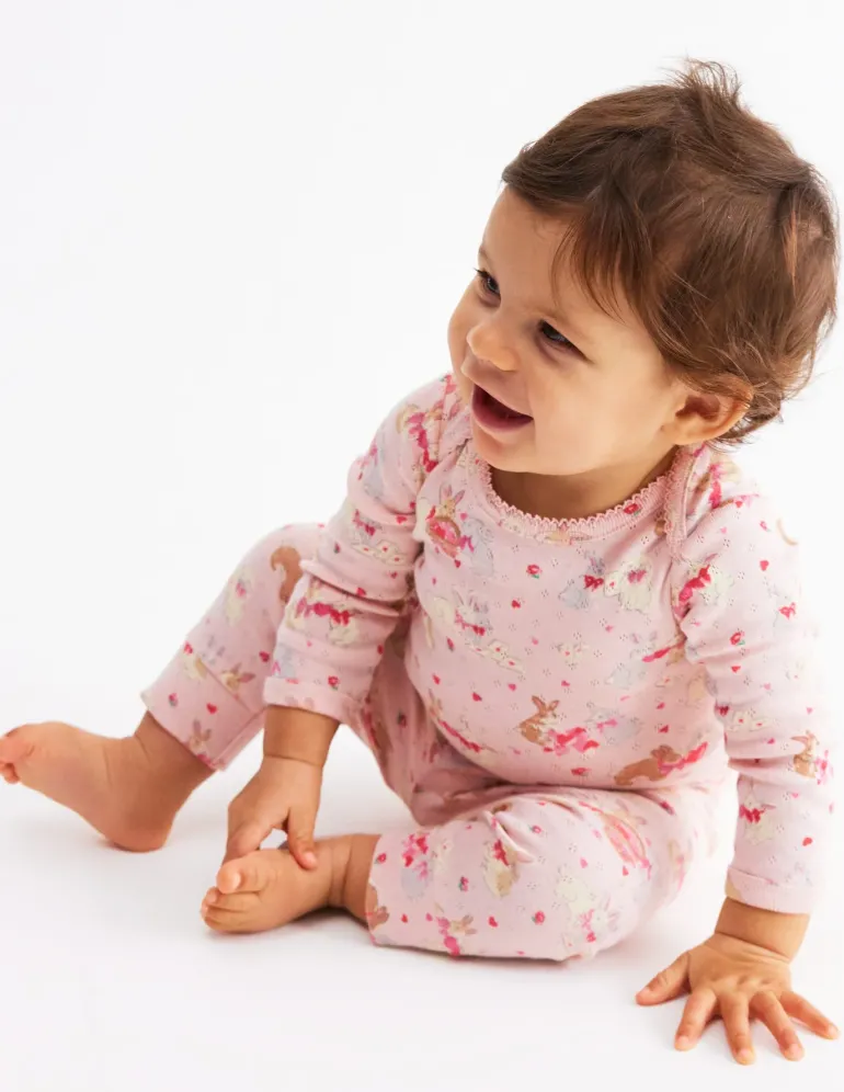 Pointelle 3 Pack Leggings-Pink Love Bunnies-Boden Online