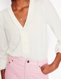 Poppy Ruffled Henley Top--Boden Flash Sale