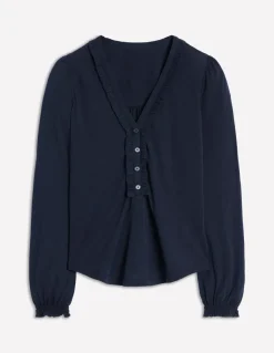 Poppy Ruffled Henley Top--Boden Flash Sale