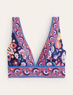 Porto Bikini Top-Mandarin Red, Botanical Sprig-Boden Hot