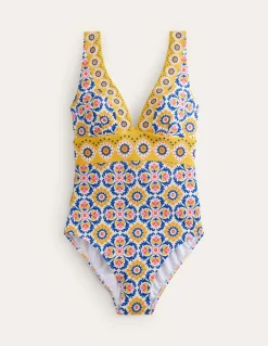 Porto V-Neck Swimsuit-Artisan Gold, Mosaic Tile-Boden Cheap