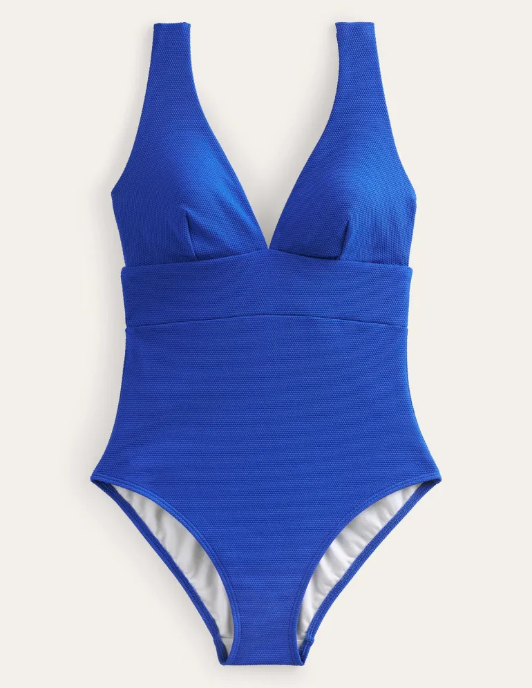 Porto V-Neck Swimsuit-Cobalt Honeycomb-Boden Fashion
