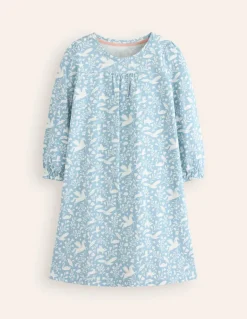 Printed Long-sleeved Nightie-Blue Unicorns-Boden Outlet