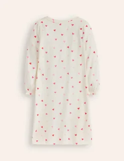 Printed Long-sleeved Nightie-Multi Hearts-Boden Fashion